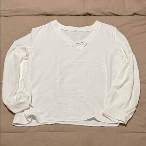 Chic White V-Neck Blouse